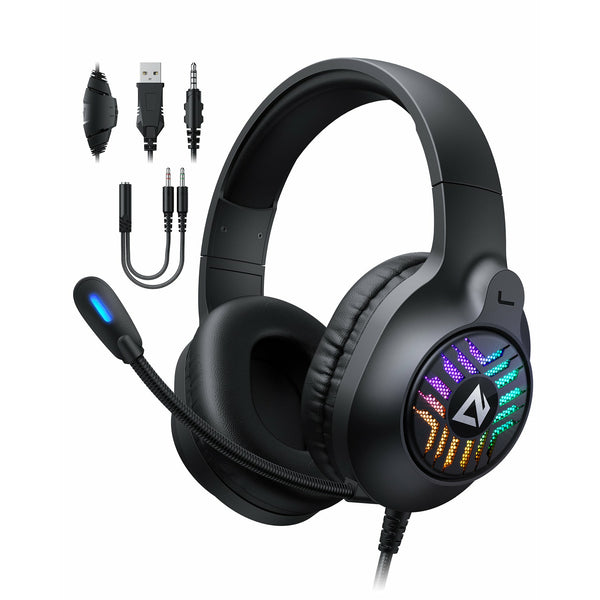 AUKEY GHX1 RGB Gaming Headset with Stereo Sound 50MM Drivers Noise Canceling Mic