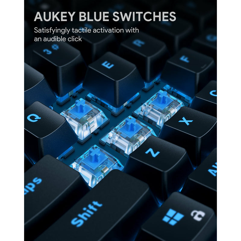Aukey mechanical keyboard led backlit gaming keyboard with blue switches online