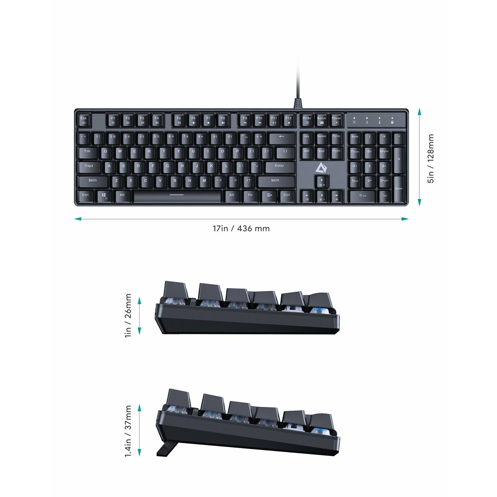 AUKEY KMG16 Mechanical Keyboard Blue Switches 104key