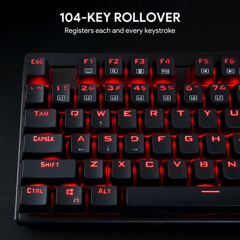 AUKEY KM-G6 Wired Keyboard Mechanical For Windows Gaming PC 104 Keys