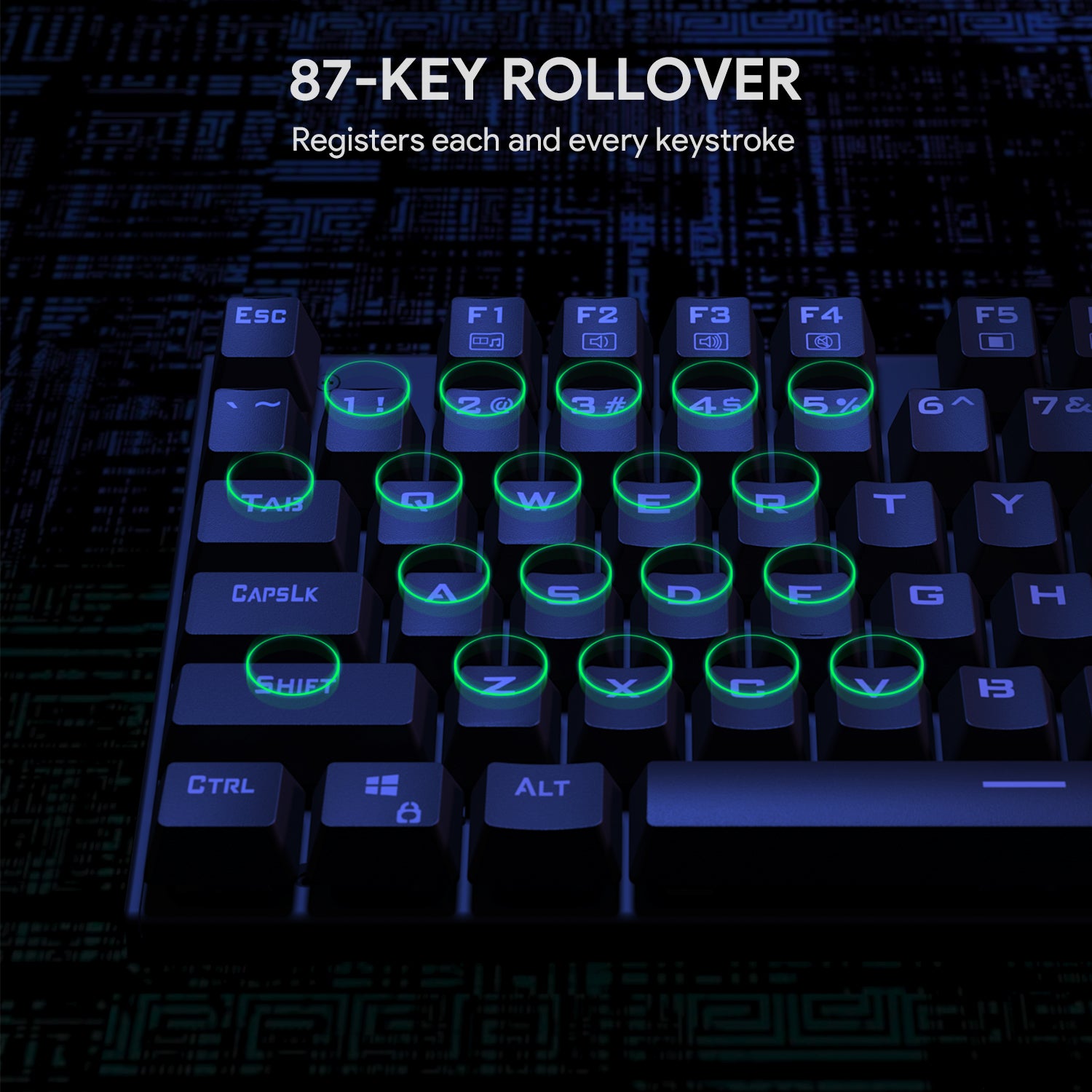 AUKEY KMG9 TKL Mechanical Keyboard Blue Switches Compact 87Key