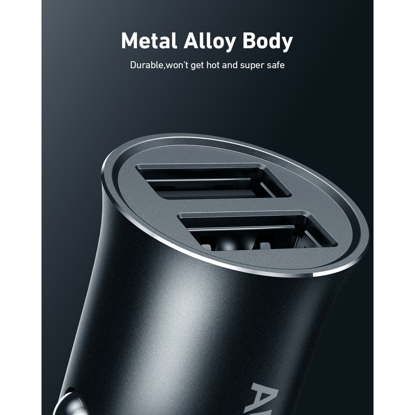 AUKEY Dual USB-A Metal Car Charger - 24W