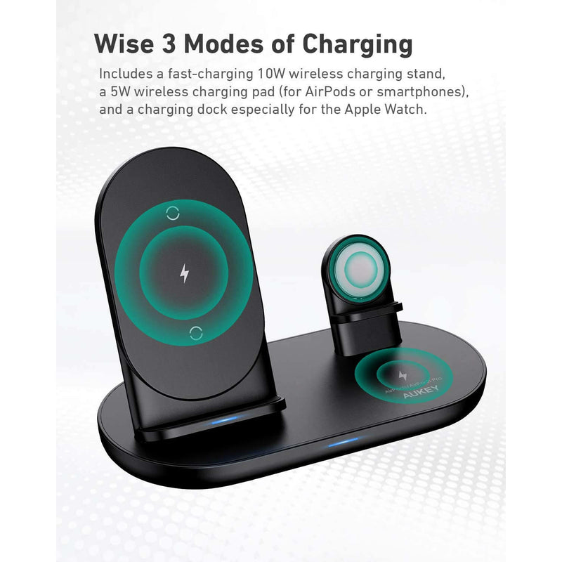 AUKEY LC A3 Aircore 3 in 1 Wireless Charging Station Stand